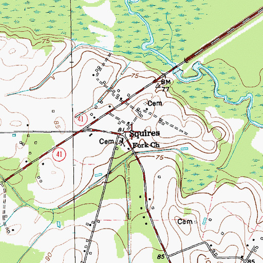 Topographic Map of Squires, SC