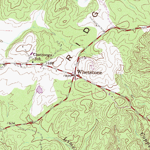 Topographic Map of Whetstone, SC