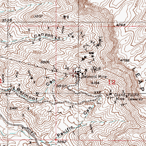 Topographic Map of Belmont Mine, AZ