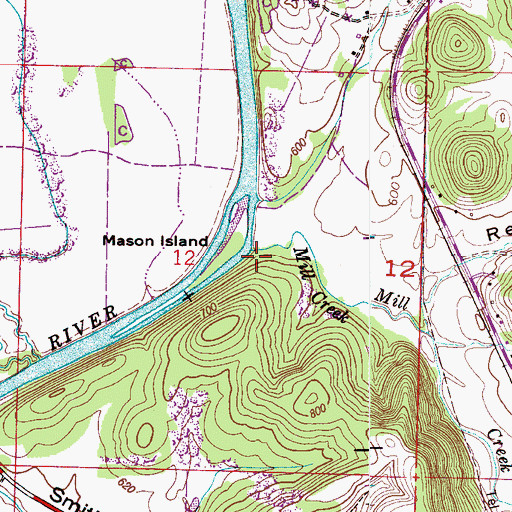 Topographic Map of Mill Creek, AL