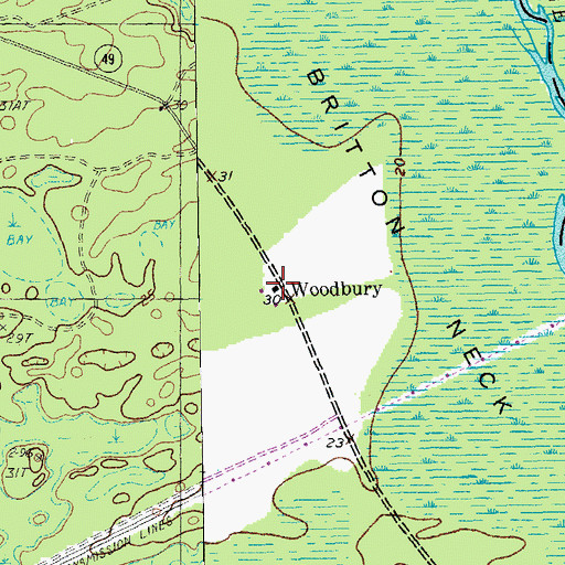 Topographic Map of Woodbury, SC
