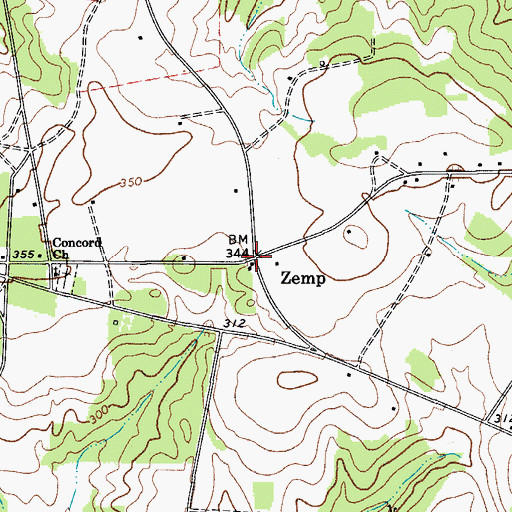 Topographic Map of Zemp, SC