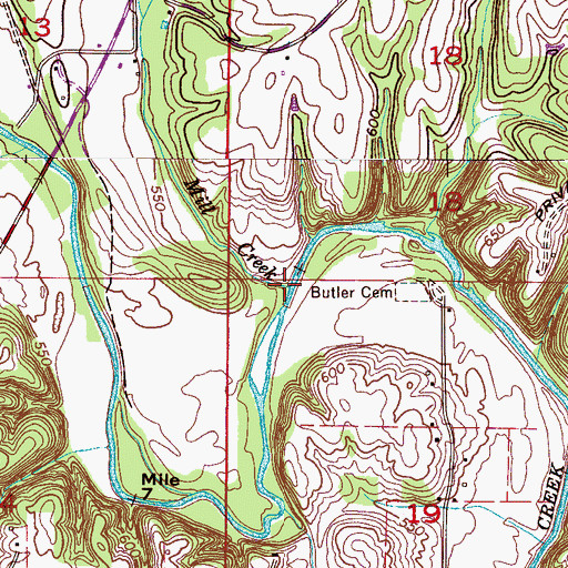 Topographic Map of Mill Creek, AL