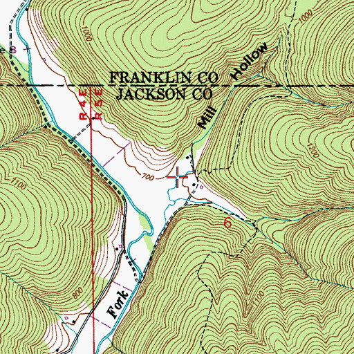Topographic Map of Mill Hollow, AL