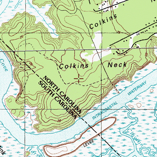 Topographic Map of Corkins Neck, SC