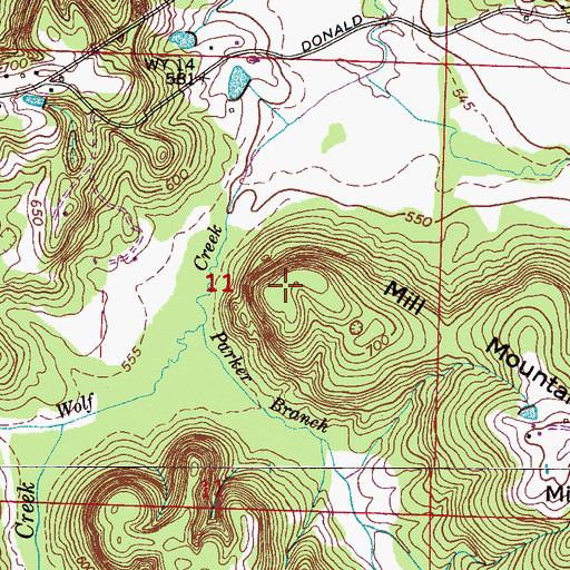 Topographic Map of Mill Mountain, AL