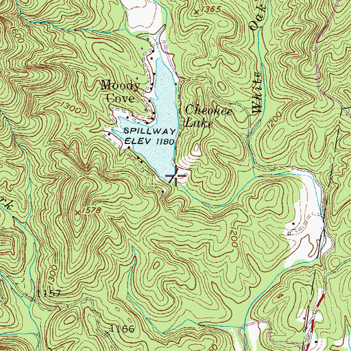 Topographic Map of Lake Cheohee, SC