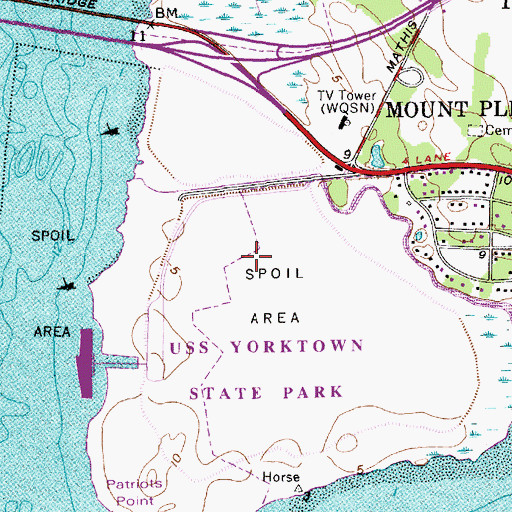 Topographic Map of Hog Island, SC