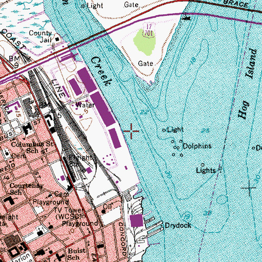 Topographic Map of Town Creek Lower Reach, SC