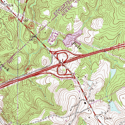 Topographic Map of Interchange One, SC