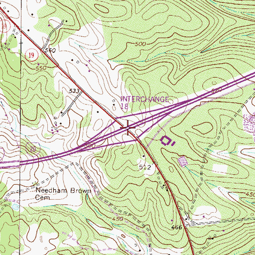Topographic Map of Interchange 18, SC