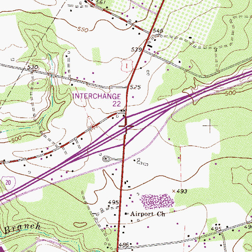 Topographic Map of Interchange 22, SC