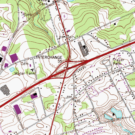 Topographic Map of Interchange 55, SC