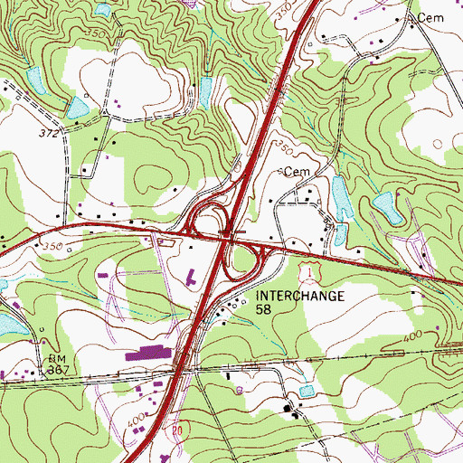 Topographic Map of Interchange 58, SC