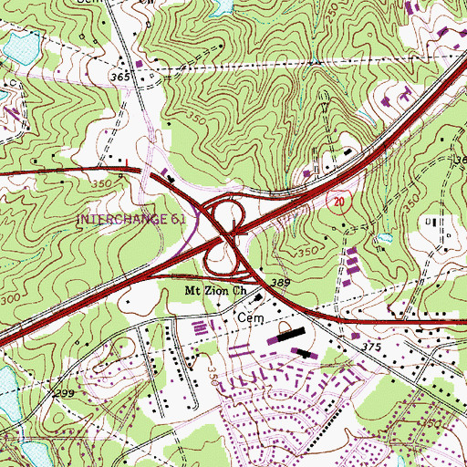 Topographic Map of Interchange 61, SC