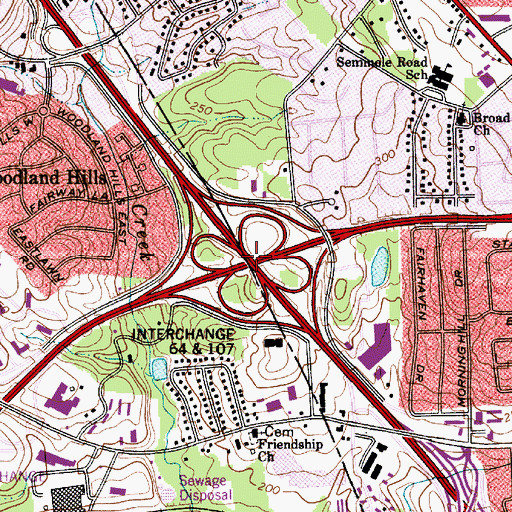 Topographic Map of Interchange 64, SC