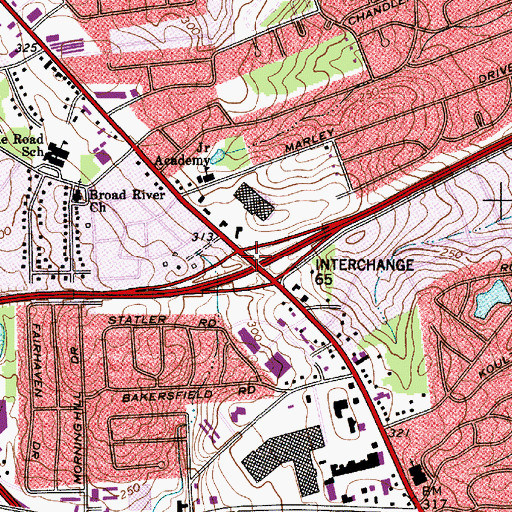 Topographic Map of Interchange 65, SC