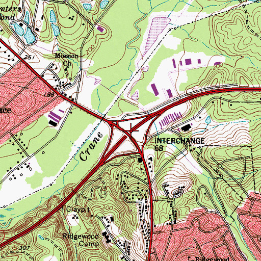 Topographic Map of Interchange 68, SC