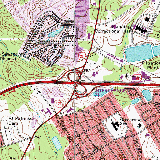 Topographic Map of Interchange 71, SC