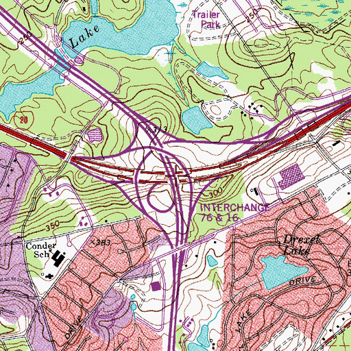 Topographic Map of Interchange 76, SC