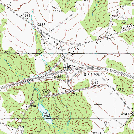 Topographic Map of Interchange 108, SC