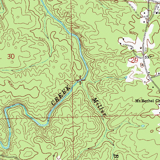 Topographic Map of Miller Branch, AL