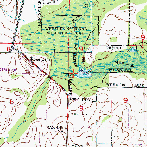 Topographic Map of Miller Branch, AL