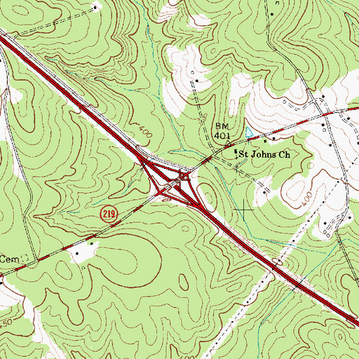 Topographic Map of Interchange 76, SC
