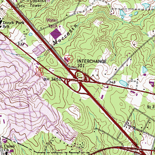 Topographic Map of Interchange 101, SC