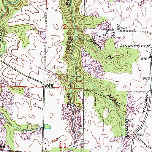 Topographic Map of Miller Branch, AL