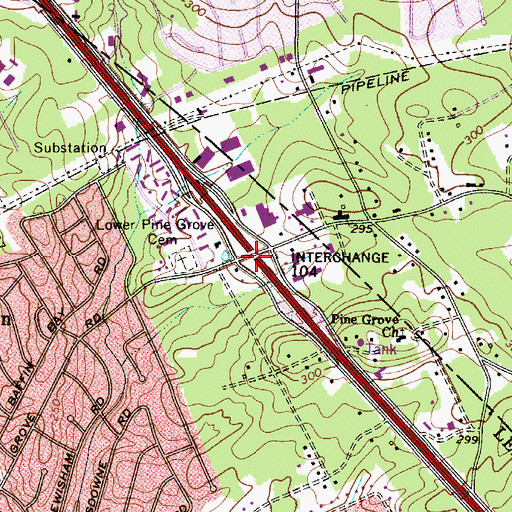Topographic Map of Interchange 104, SC