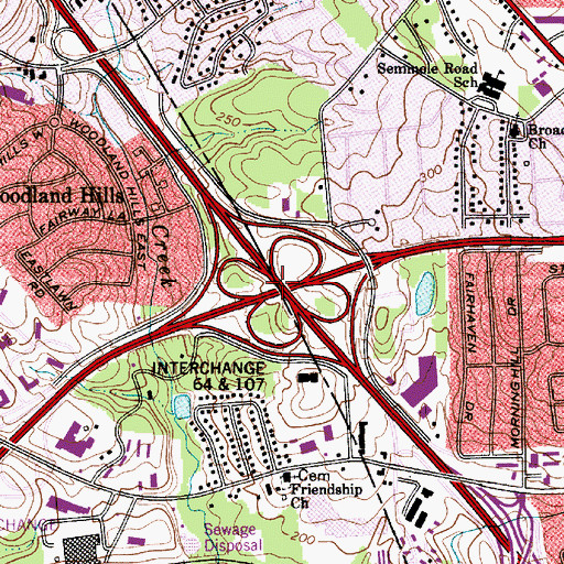 Topographic Map of Interchange 107, SC