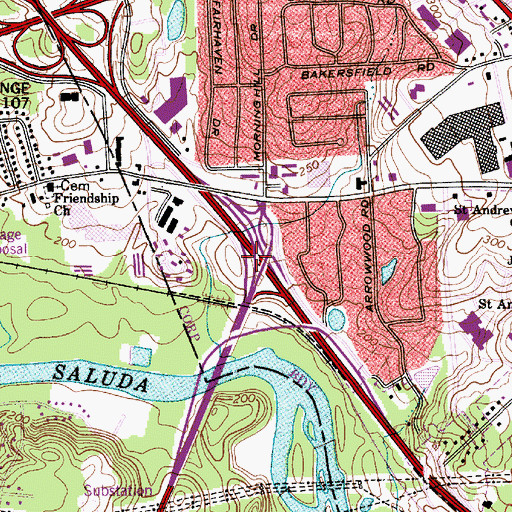 Topographic Map of Interchange 108, SC