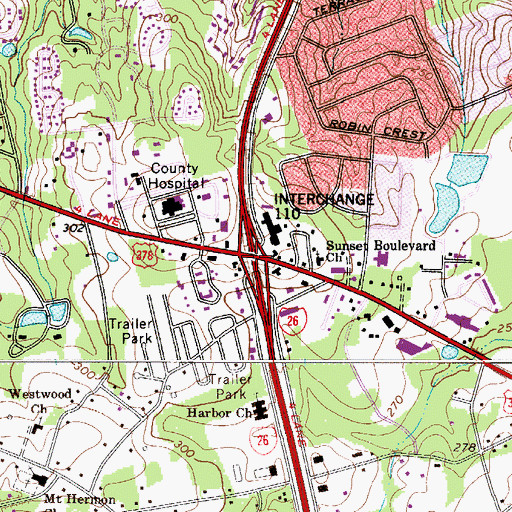 Topographic Map of Interchange 110, SC