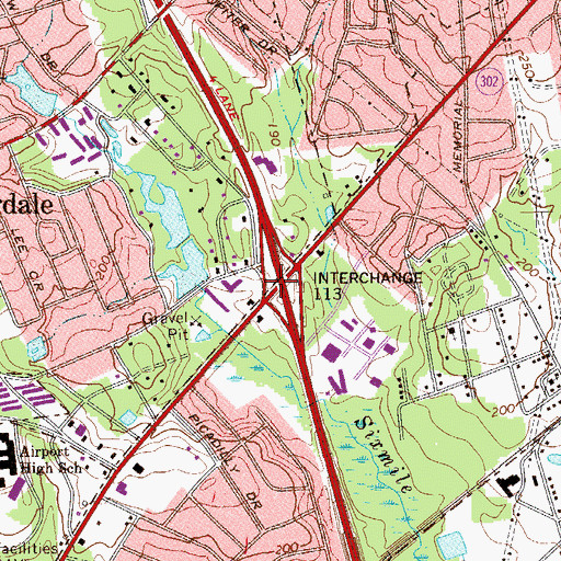 Topographic Map of Interchange 113, SC