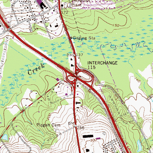 Topographic Map of Interchange 115, SC