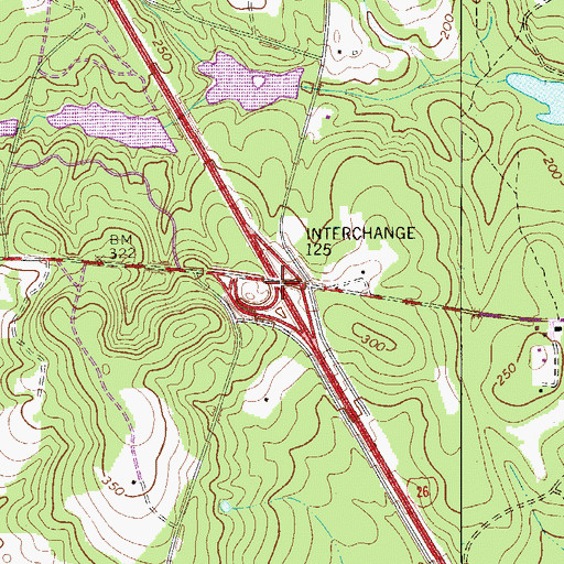 Topographic Map of Interchange 125, SC