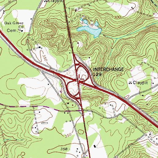 Topographic Map of Interchange 129, SC