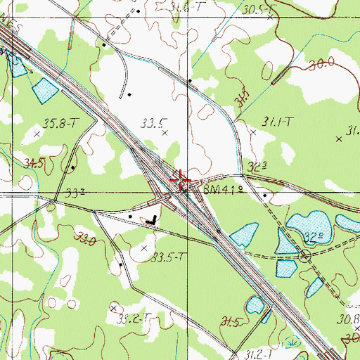Topographic Map of Interchange 165, SC