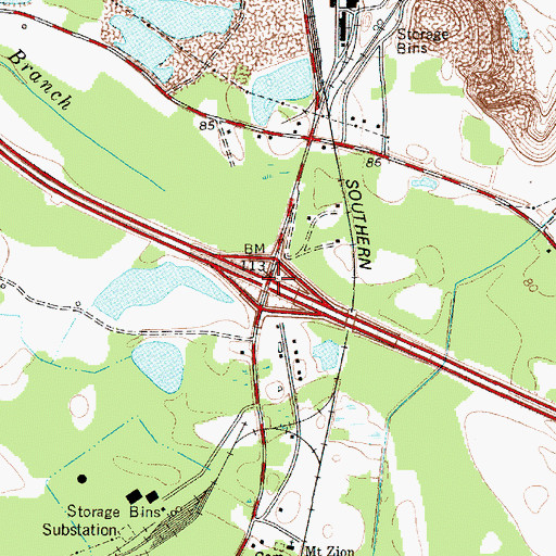 Topographic Map of Interchange 177, SC