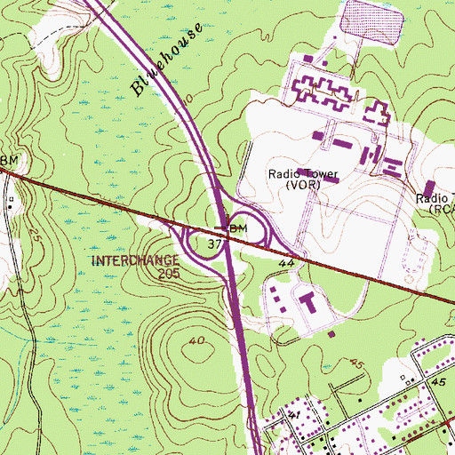 Topographic Map of Interchange 205, SC