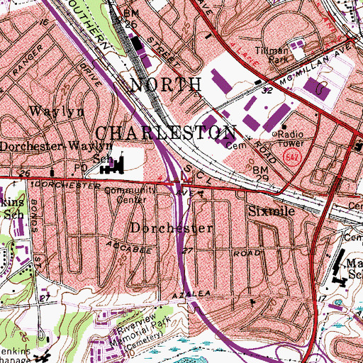 Topographic Map of Interchange 215, SC