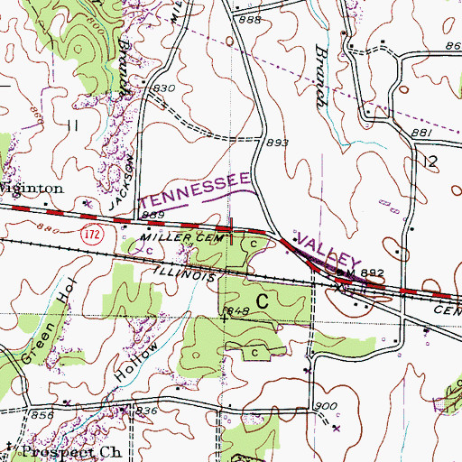 Topographic Map of Miller Cemetery, AL
