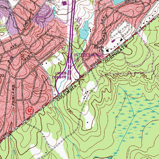 Topographic Map of Interchange 15, SC
