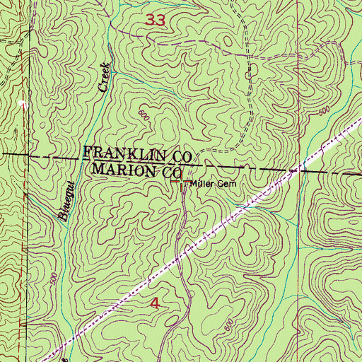 Topographic Map of Miller Cemetery, AL