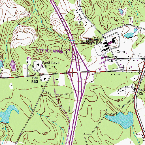 Topographic Map of Interchange 27, SC