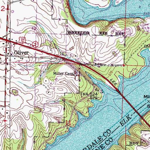 Topographic Map of Miller Cemetery, AL