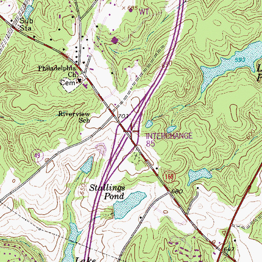 Topographic Map of Interchange 85, SC