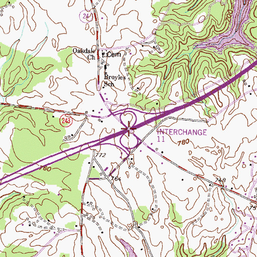 Topographic Map of Interchange 11, SC