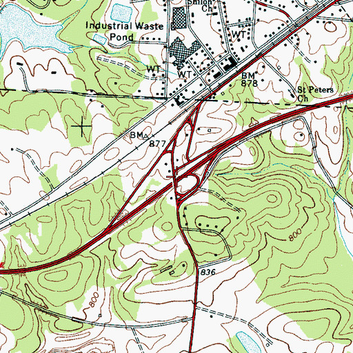 Topographic Map of Interchange 105, SC